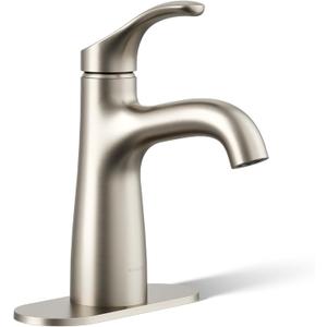Kohler 27389-4-BN Simplice Bathroom Sink Faucet, 1 Hole, Single-Handle Bathroom Faucets with Clicker Drain, 1.2 gpm, Vibrant Brushed Nickel