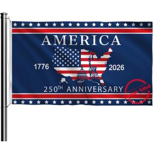 USA 250th Anniversary Flag | 3x5 Ft Double-Sided Indoor Outdoor American Flag | 1776-2026 Commemorative 250 Year Birthday Patriotic Yard House Banner Sign for 4th of July Decoration (C)