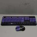 Wireless Keyboard and Mouse Combo, 104 Round Keys Cute Colorful Keyboard and Mouse with Retro Typewriter for PC/Mac/Laptop/Tablet/Computer/Windows Black Purple