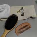 Belula 100% Boar Bristle Hair Brush Set (Medium). Soft Natural Bristles for Thin and Fine Hair. Restore Shine And Texture. Wooden Comb, Travel Bag and Spa Headband Included!