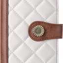 FALAN MULE Women Leather Wallet Large Capacity Bifold RFID Blocking Card Holder with Zipper Coin Pocket (CD-White brown)
