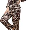 Corna Womens Button Down Pajama Sets, Soft Satin Pajama Set for Women, Comfy Pajamas for Women Set (XXXL)