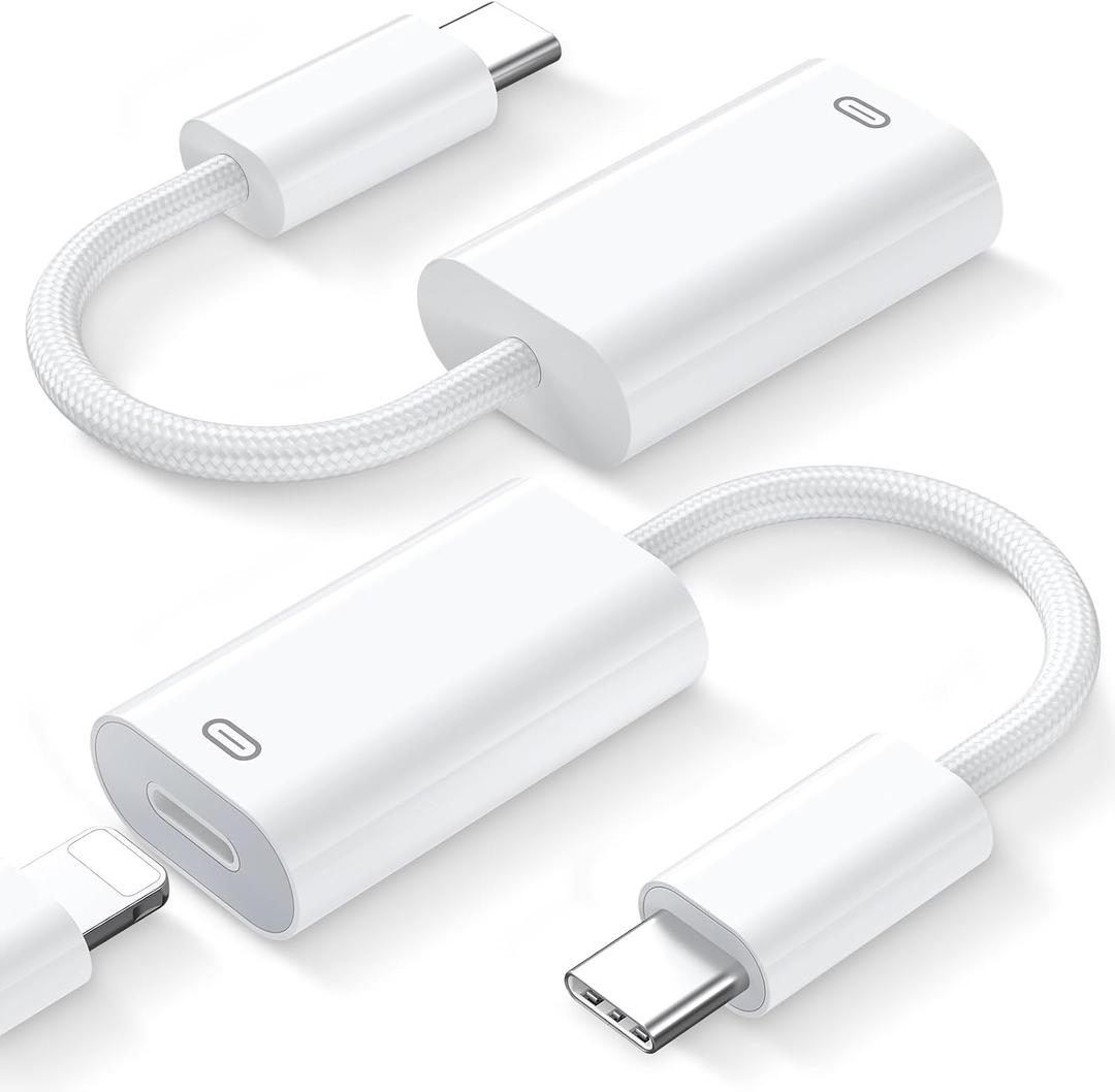 iMangoo for Lightning to USB C Adapter for iPhone 17 17e Air 16 Pro Max 16e 15 Plus, Type C to Lightning Headphones for Carplay Audio Charging Data Transfer Converter for iPad 10 11 A16, 2 Pack