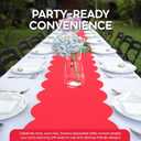 Red Plastic Disposable Table Runner. 5 Pack 14 x 108 inch. Scallop Table Runner Adds A Pop of Color to Your Party Table, by Swanoo