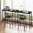 YATINEY 70.8" Long Bar Table, Counter Bar Height Table, High Top Table, Rectangular Hightop Bar Pub, for Kitchen, Living Room, Entryway, Black BT08BB