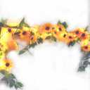 2 Pack 8.8FT Artificial Sunflower Garland with 100 LED Fairy String Lights,Fake Vines Faux Sunflowers Hanging Garland Silk Flowers Hanging Plant for Indoor,Outdoor,Wedding,Wall,Birthday Party