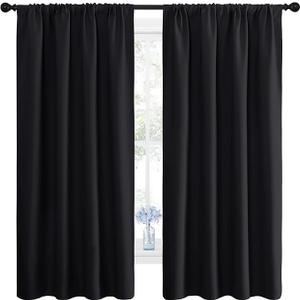 NICETOWN Black Blackout Curtain Blinds  Solid Thermal Insulated Window Treatment Blackout Drapes/Draperies for Bedroom (2 Panels, 42 inches Wide by 63 inches Long, Black)