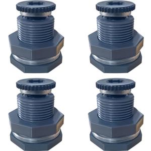 NPT 1 PVC Bulkhead Fitting, Heavy-Duty Female Plastic Water Tank Connector Adapter Fitting with Plugs for Rain Barrel,Spigot,Water Tank,Drain Bucket (Set of 4-Thickened Type)