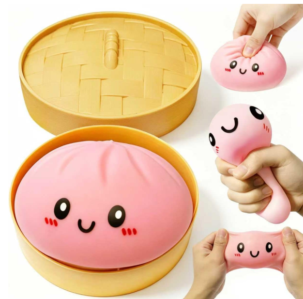 2026 Upgraded Dumpling Stress Ball, Dumpling Squishies Toy with Steamer, Squishy Dumpling Toy Mystery Box, Soft and Fun Stress Relief Toys, A Surprise Gift for Teenagers and Adults (Pink) 