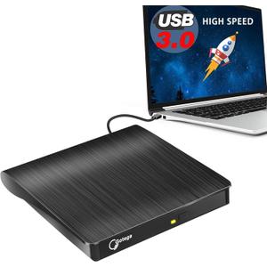 Gotega External DVD Drive, USB 3.0 Portable +/-RW, DVD Player for CD ROM Burner Compatible with Laptop Desktop PC Windows Linux OS Apple Mac Black