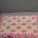 Dunzy Valentine's Day Heart Bath Mat Scalloped Rug Pink Coquette Heart Tufted Bath Mat Valentines Bathroom Decor Non Slip Washable Shower Rug for Bathroom Home Kitchen Living Room Bedroom