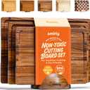 SMIRLY Walnut Wood Cutting Boards for Kitchen, Set of 3 with Holder Large - Small, Walnut Wooden Cutting Board Set with Deep Juice Grooves, Non Toxic Serving Tray, Perfect Mother's Day Gifts