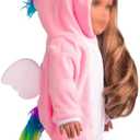 2 x 18 Inch Doll Clothes Unicorn Onesie Pajamas Rainbow Color Hair Bow Clips Costume Fits 18 Inch Doll (Doll Not Included) (Pink)