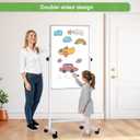 Rolling Whiteboard on Wheels, 32x48 Inches Double-Sided Magnetic Dry Erase Board with Stand, Height Adjustable Mobile White Board Easel for Classroom Home Office