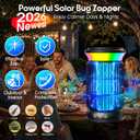 Solar Bug Zapper Outdoor Powerful Electric Bug Zapper with 4-in-1 Modes, Cordless & Rechargeable Insect Zapper, IP66 Waterproof Mosquito Zapper for Camping & Indoor Use