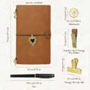 Handmade Travel Notebook Passport Holder Vegan Leather Refillable Travelers Journal with Passport Pocket, Card Slots, Lined Inserts, Pen, Metal Clip & Velvet Bag | Pocket Travel Diary & Planner