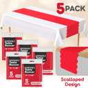 Red Plastic Disposable Table Runner. 5 Pack 14 x 108 inch. Scallop Table Runner Adds A Pop of Color to Your Party Table, by Swanoo