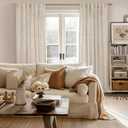 YoungsTex Extra Long Linen Curtains 95 Inch Length for Living Room, Beige Semi Sheer Drapes with Rod Pocket Back Tab Light Filtering for Dining Bedroom, Natural Beige, 2 Panels, 52 X 95 Inch