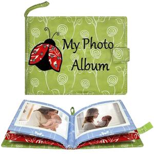 Baby Soft Photo Albums My First Family Album Soft Cloth Baby Photo Book My First Family Photo Album -Soft Cloth,Baby Safe,Holds 4x6 Photo Album (Green)