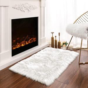 Latepis White Sheepskin Rug 2x3 Faux Fur Sheepskin Rug for Living Room Fluffy Washable Rugs for Bedroom Luxury Room Decor Furry Rugs Rectangle, 2' x 3' (Rectangular), White