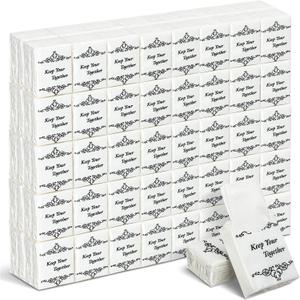 Therwen 100 Pack Wedding Happy Tears Tissues Packs for Wedding Guests 1000 Sheet Tissues Packs Travel Size Bulk Welcome Bags Stuffers Emergency Kit Classic Bright Retro (Retro)