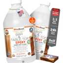 WiseBond Table Top Epoxy Resin 1 Gallon Kit, Made in USA, Food Safe Bubble Free, Anti-Yellow UV Resistant, Clear High Gloss, 2 Part 1:1 Mix Ratio, DYI Bar Tops, Countertop Surface Coating