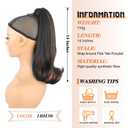 Flick Ponytail Extension for Black Women, 14 Inch Yaki Straight Wrap Around Velcro Ponytail, Synthetic Shoulder-Length Hairpiece for Daily Use(1BH30)