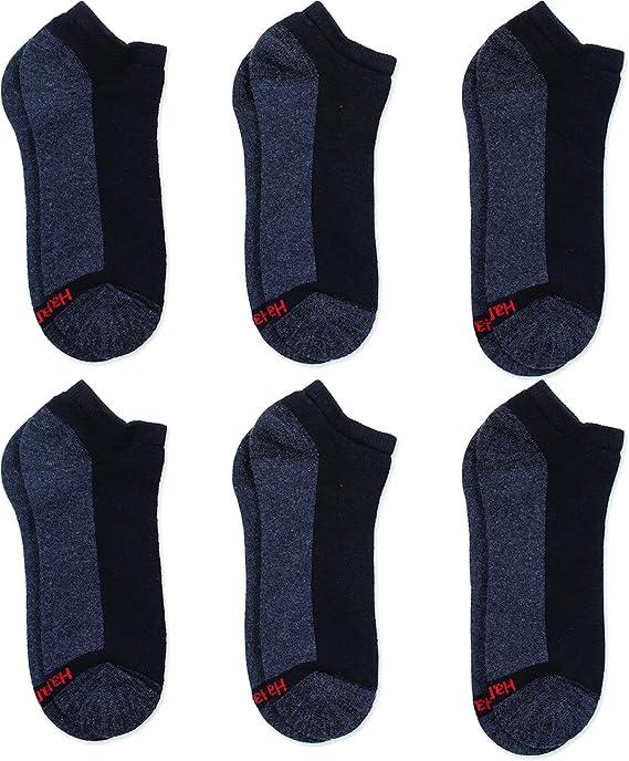 Hanes Men's Max Cushion Low Cut Socks (12-14, Black/Grey - 12 Pair Pack)