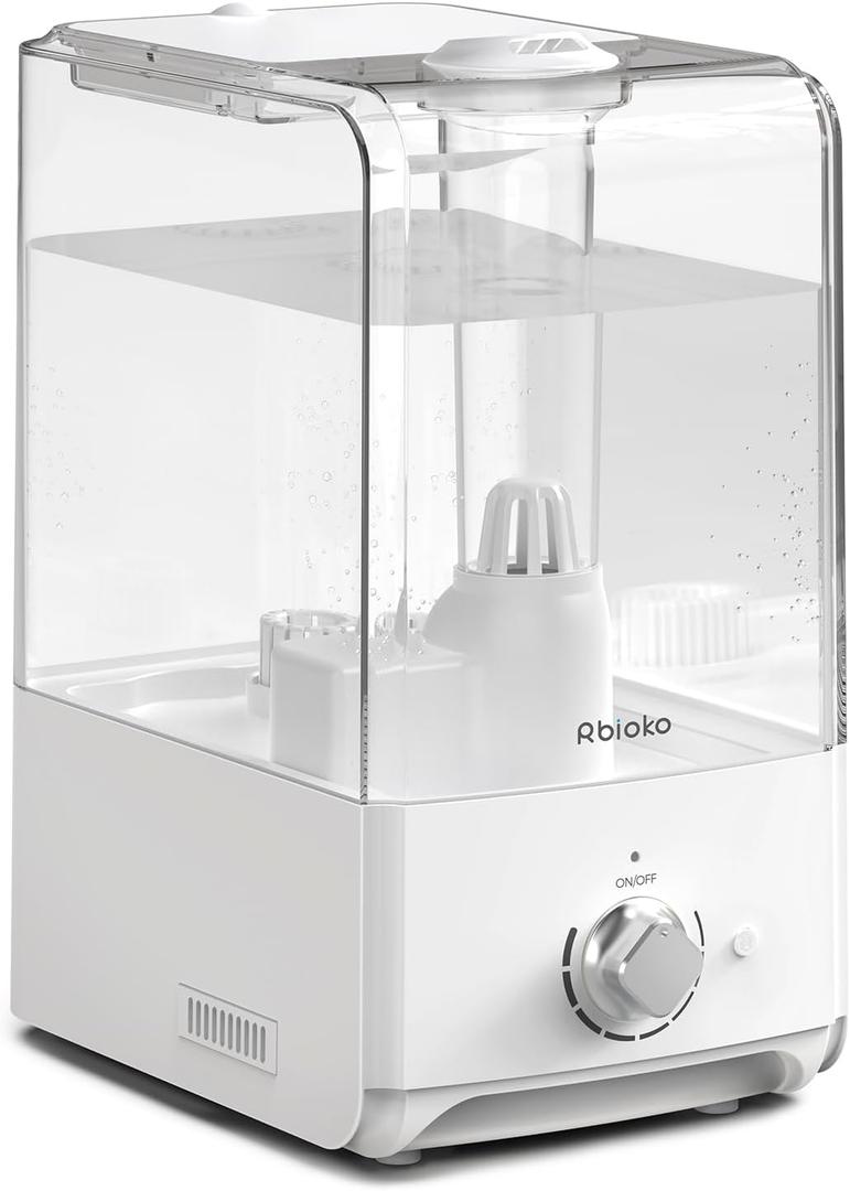 Humidifiers for Bedroom Large Room, Top Fill 6.5L Cool Mist Humidifier, 45H Runtime, 28dB Quiet Ultrasonic Air Humidifier for Home, Whole House, Baby Nursery, Night Light (White)