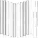 20pc 12in Glass Borosilicate Blowing Tubes, 12mm OD, 8mm ID, 2mm Thick Wall Clear Glass Pipe with 4 Cleaning Brush for Laboratory Experiment
