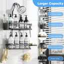 Adjustable Shower Caddy Hanging Rustproof Large-Capacity Bathroom Organizer Shower Racks with Hooks for Razor Bathroom Organizers and Storage