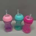 Nuby 3 Piece No-Spill Easy Grip Cup with Flex Straw, Clik It Lock Feature, Girl, 10 Ounce (Pink, Magenta & Aqua)