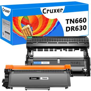 Cruxer TN660 Toner Cartridge DR630 Drum Replacement for Toner TN-630/TN-660 Black Page Yield Up to 2,600+, Compatible with Brother DCP-L2520dw HL-L2360DW L2320D MFC-L2700DW L2710DW L2740DW Printer