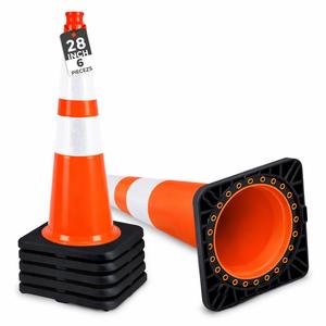 (6 Pack) BESEA 28” inch Traffic Safety Cones Orange Road Parking Cones Heavy Duty Construction Cone Structurally Stable for Traffic Control at Public Place