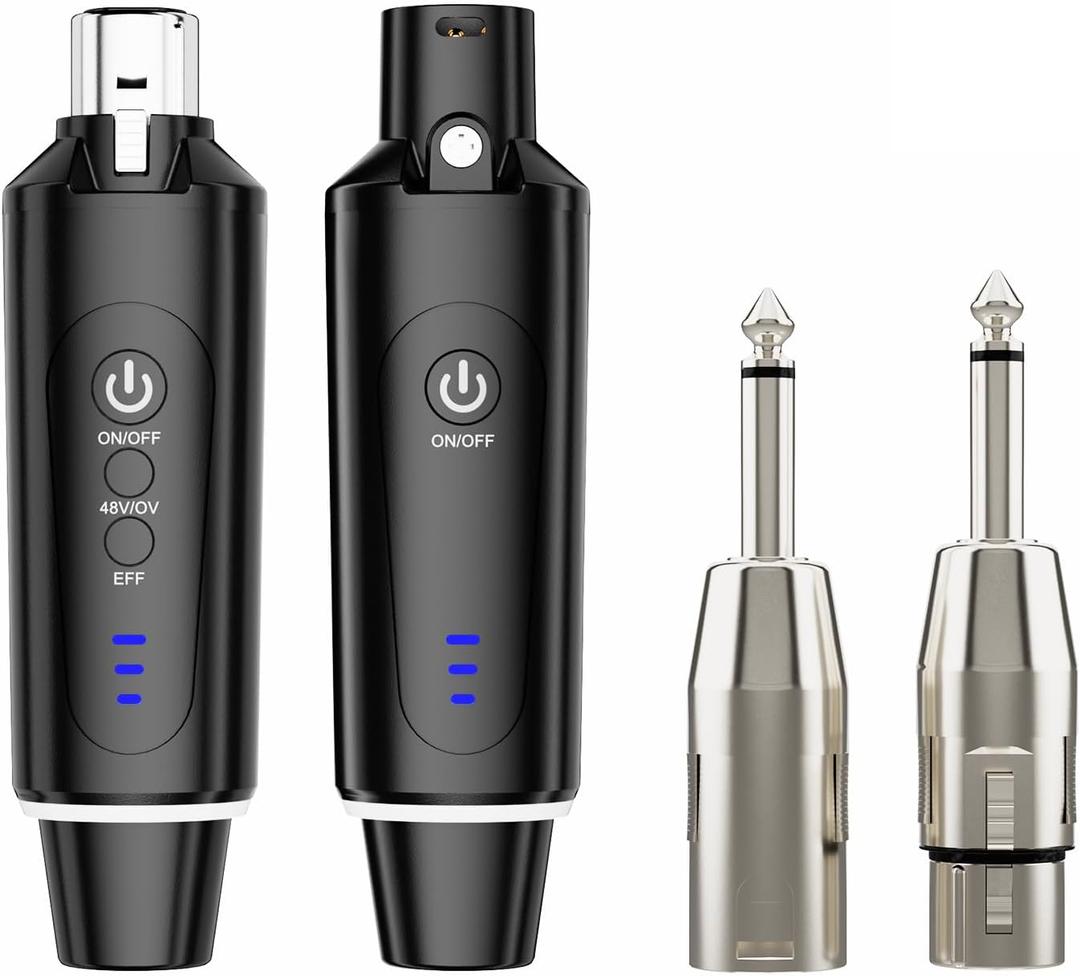 Arvitek Wireless XLR Microphone Transmitter Receiver 2.4Ghz, XLR System Mic Adapter for Dynamic Microphone, Audio Mixer, Electric Guitar Bass, 48V Phantom Power for Condenser Mic, 160ft Range