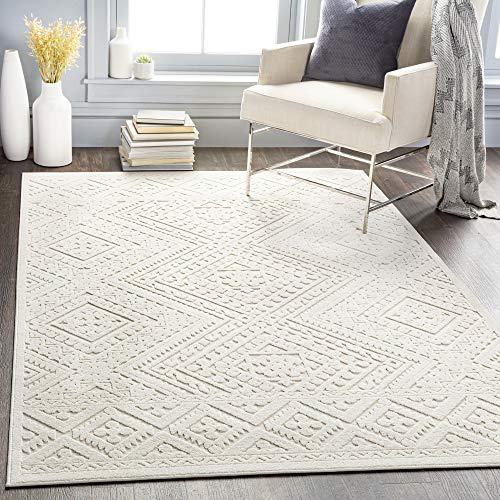 Livabliss Ivor Outdoor Textured Area Rug,5'3" x 7'3",Cream