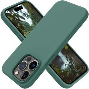 OTOFLY Compatible with iPhone 15 Pro Max Case,[Silky and Soft Touch Series] Premium Soft Liquid Silicone Rubber Full-Body Protective Bumper Case for iPhone 15 Pro Max (Pine Green)