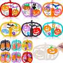 24 Pcs Halloween Wooden Crafts Kits Pumpkin DIY Unfinished Pumpkin Pieces 3D Coloring Blank Wood Cutouts Freestanding for Table Decorations Classroom Arts Party(7.87" X 6.69",Whimsical)