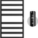 Electric Towel Warmer Rack, 10-Bar Stainless Steel Heated Tower Rack with Built-in Timer, Wall Mounted, Plug-in/Hardwired, Black