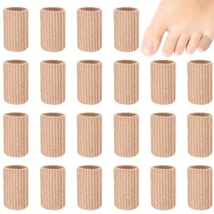 Blulu 24 Pieces Toe Tubes 0.98 Inches Cushion Tube Corn Pads for Toes Sleeves Soft Gel Protectors for Cushions Corns Blisters Calluses 3 Size (Skin Color,X-Small)
