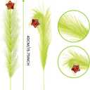 15.7 Inch Fluffy Christmas Tree Topper with 12 Pcs Green & Red Picks - Pampas Grass Xmas Decor for Tree, Holiday Party & Home Decorations