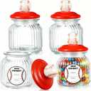 4 Set Baseball Glass Jars, Baseball Candy Jars with Lid & Sticker, 22oz Baseballs Treat Container Bulk Funny Large Candy Jar Gift for Team Coach Player Sport Game Party Favor Home Decoration