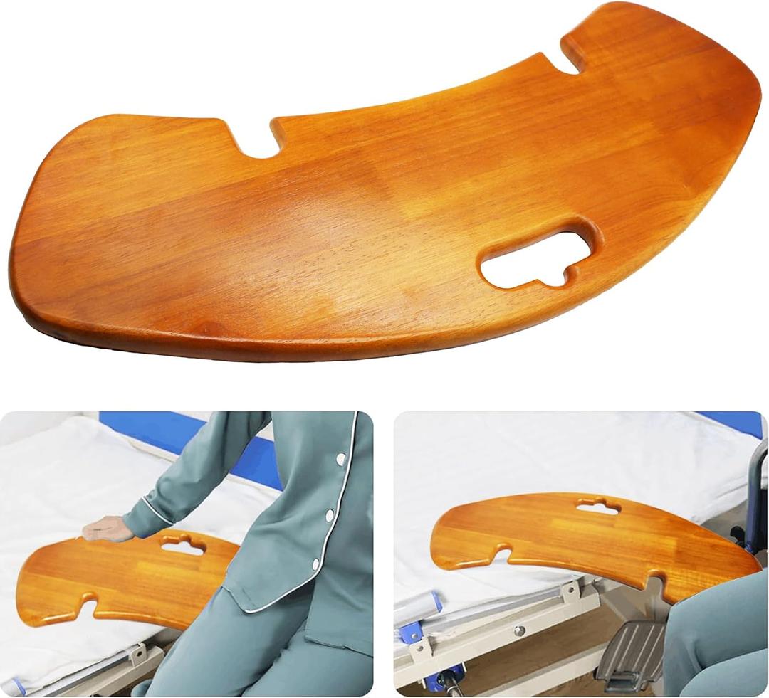 NexusSmash Slide Transfer Board, Wooden Slide Assist Device for Transferring Patient or Handica from Wheelchair to Bed, Couch, Toilet, Car, Patient Slide Board Hold up to 440lbs (Curve Board-2)