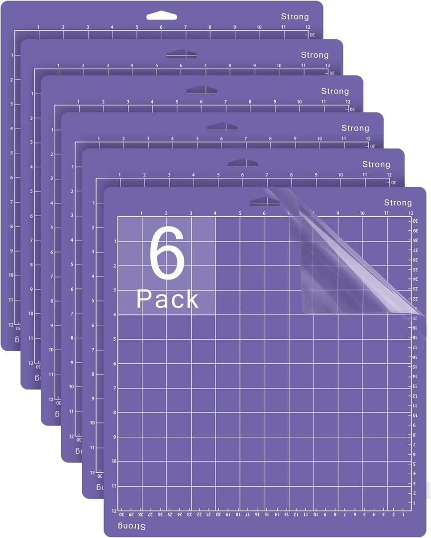 Gwybkq Cutting Mat, Compatible with Cricut Explore Air 2/Maker 6 Pack Strong 12x12 Purple Adhesive Sticky Non-Slip Cut Mats for Silhouette Cameo 4/3/2/1 Replacement Accessories for Crafts