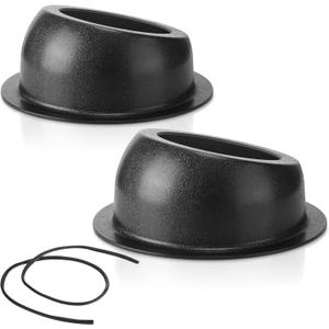 Amylove 2 Pcs Universal Angled Speaker Enclosures Boxes Pods Surface Mount with Rubber Strip for Install 6.5 Inch Speakers or Smaller Custom Mount Door Kick Panel Rear Deck (Black,Hole Cut)