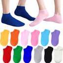 12 Pairs Colorful Low Cut Ankle Socks for Women & Men, Assorted Solid Colors Pack, Lightweight Breathable Socks Thin Sock