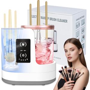 3-in-1 Electric Makeup Brush Cleaner with Dryer & HolderAutomatic USB Cleaning Machine for All Makeup Brush Sizes, Portable Quick-Dry Tool for Cosmetic Brushes