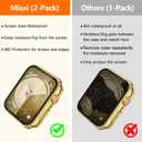 Misxi [2 Pack] Waterproof Hard Case with Tempered Glass Compatible with Apple Watch Series 9 Series 8 Series 7 41mm, Ultra-Thin Cover for iWatch Screen Protector, 1 Gold + 1 Transparent