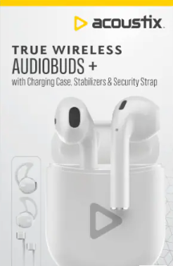 2 Pack coustix AudioBuds+ True Wireless Earbuds with Charging Case - White