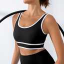 XUNYU Padded Sports Bras for Women Support Push Up Workout Tops Open Back Yoga Gym Bra U Back Crop Tank Top with Built in Bra (Black, M)